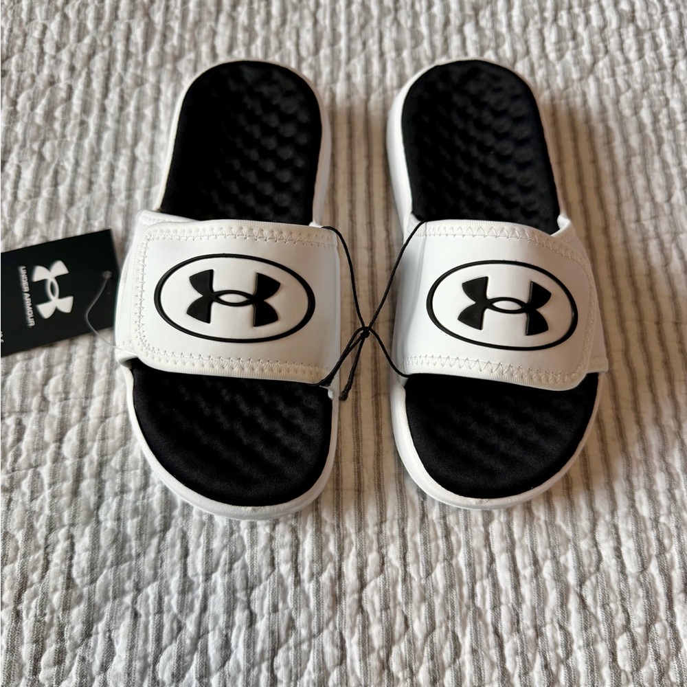 Under Armour Kids' Black and White Slide Sandals